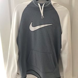 Gray and white Nike hoodie